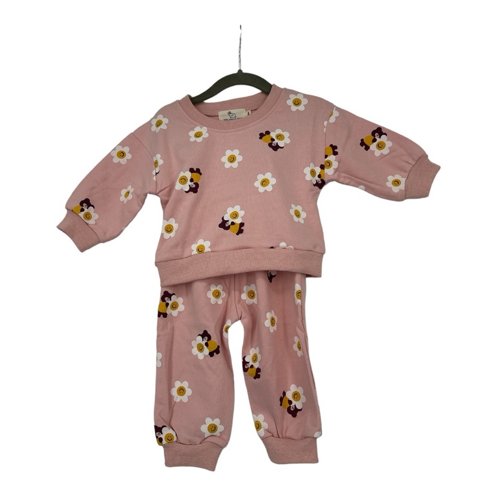 Little Peanut Shop teddybear daisy two-piece jogger set